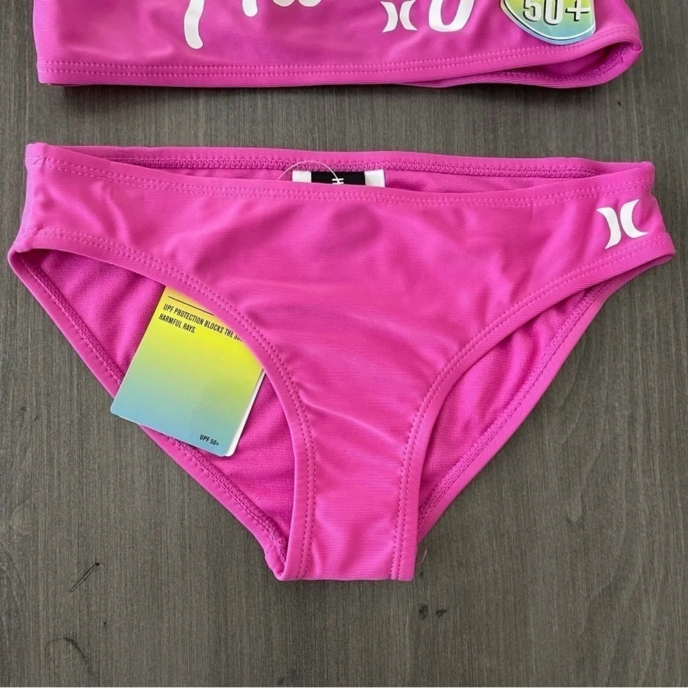 Hurley girls 2 piece swimsuit hot pink bikini size 6x NWT